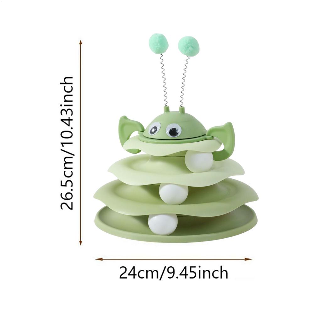 Katzen Interaktives Spielzeug 3-stöckiger Drehturm mit Bällen Selbstspiel Katzenspielzeug Indoor-Spiele zur Bereicherung und Stimulation von Kätzchen