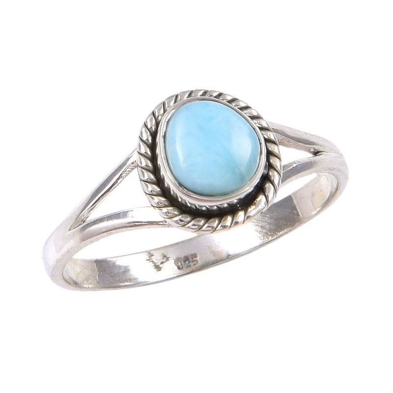 Natural Republic Larimar Gemstone Handmade 925 Sterling Silver Ring Size 9 T0m79