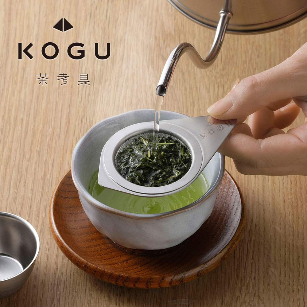 KOGU Teesieb [Hergestellt in Japan] Edelstahlsieb mit Untertasse, Perfekt für Tee und schwarzen Tee, Mattes Finish, Tsubame-Sanjo, 40637, Geschenk für