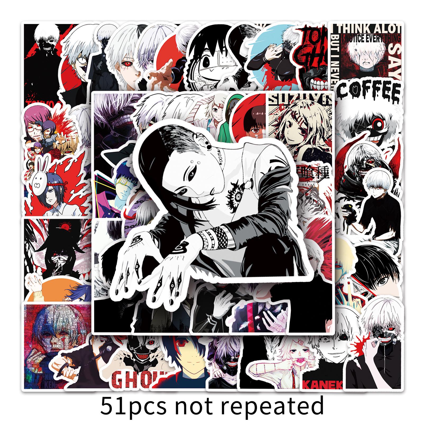 51 Tokyo Ghoul Stickers: Anime Merch for Journals, Phones, Cars, Motorcycles - Waterproof and Durable.