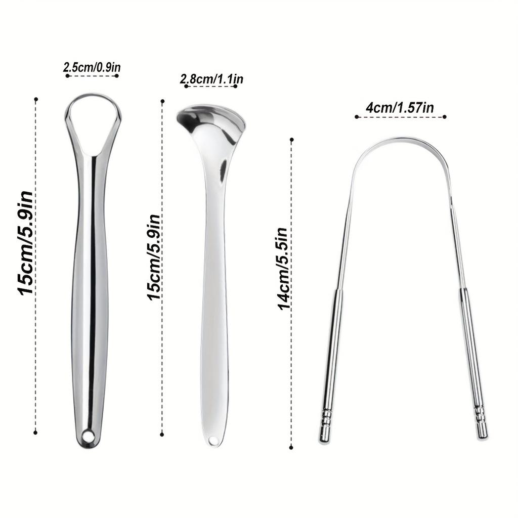 4Pcs Stainless Steel Tongue Scraper Oral Care Halitosis Cleaner Portable For Home And Clinic Use