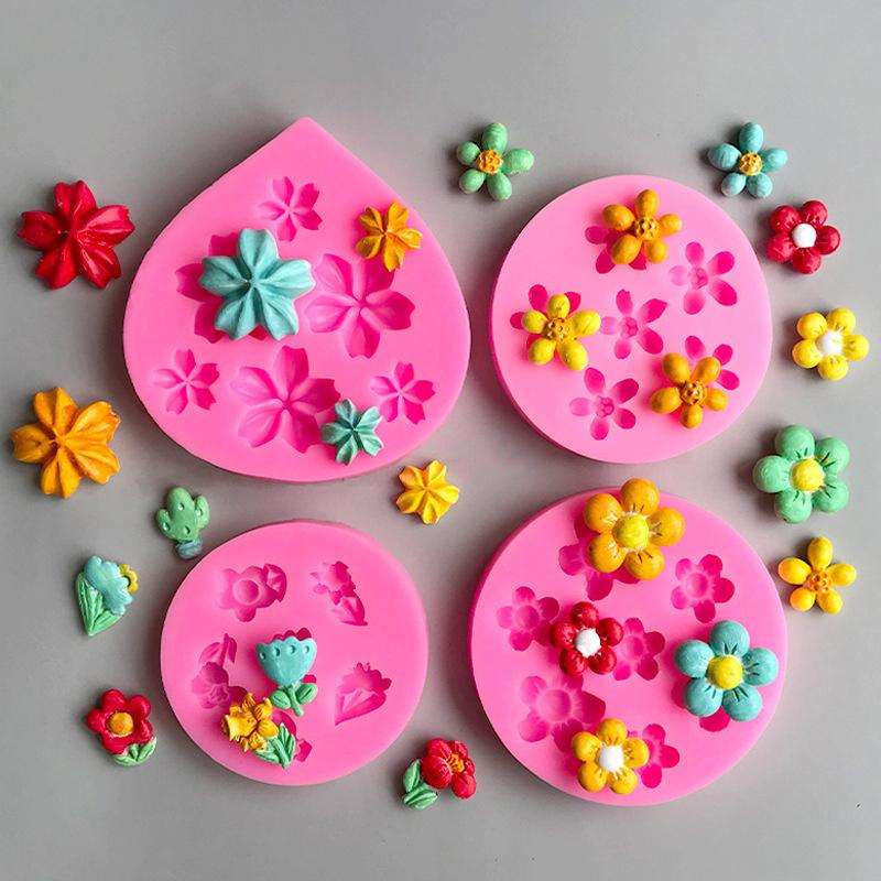 3D Cherry Blossoms Flowers Silicone Mold Diy Sugarcraft Chocolate Fondant Cake Decorating Birthday Wedding Party Baking Mold