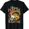 Women Fear Me Fish Want Funny Fishing S for FisherUnisex T Shirt Vintage Washed Versatile Soft Casual Top For Everyday Wear