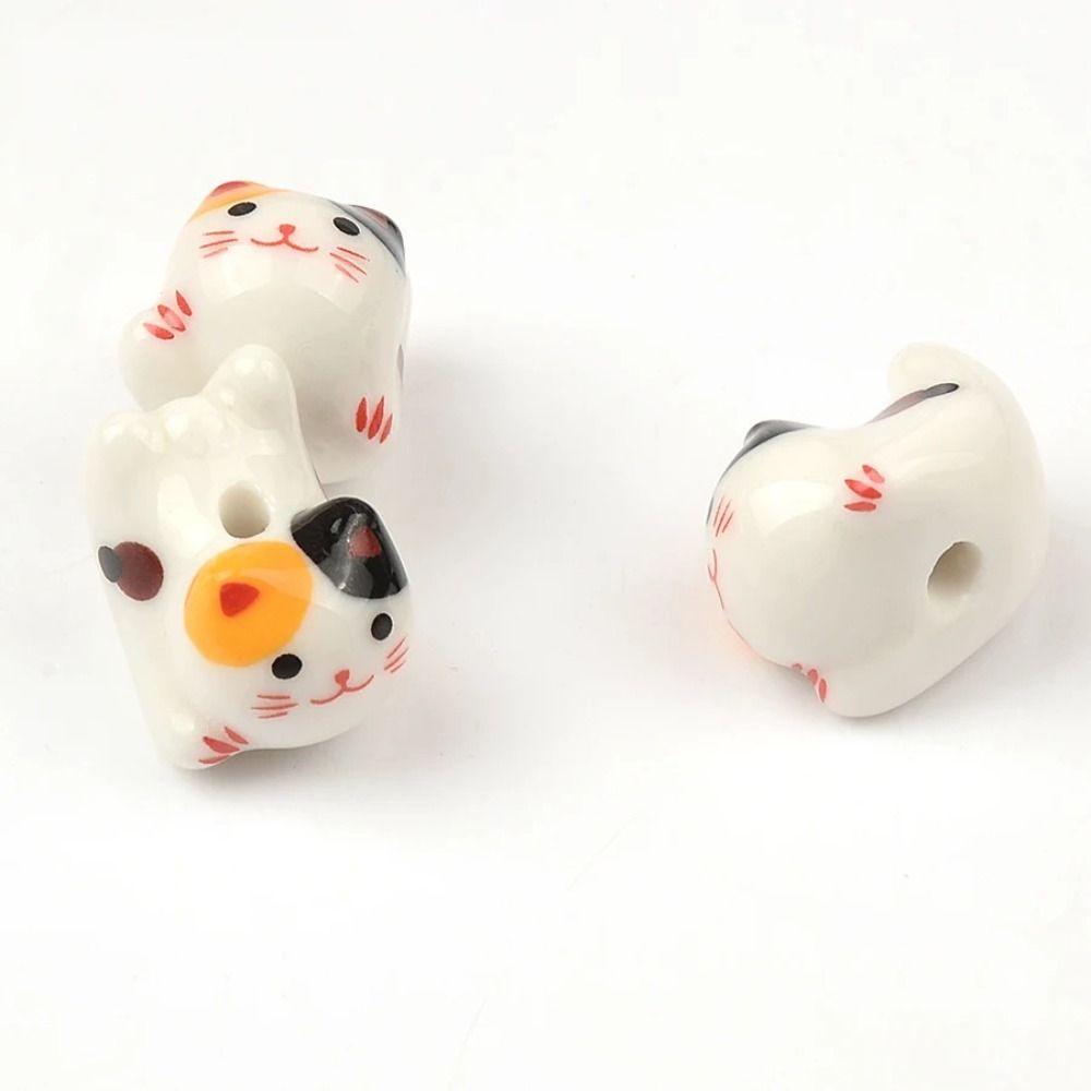 Makeing Bracelet Ginger Cat Beads Kitty Fortune Cat Loose Spacer Beads  Pendant