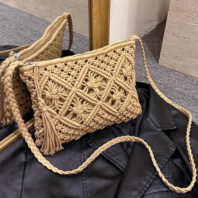 Bohemian Style Women's Handmade Woven Single Shoulder Bag - Summer Beach Tote Bag, Suitable for Travel and Leisure Outings, Ethnic Style Tote Bag.