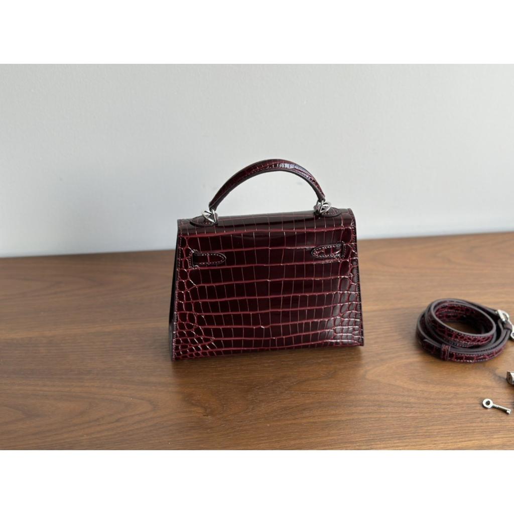 Kazilan 22cm Kelli generation crocodile pattern first layer cowhide handbag fashionable versatile single shoulder messenger women's bag