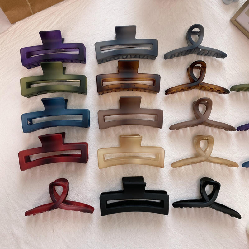 Big size matte gradient matte square hair clip Wave Twist_Brown