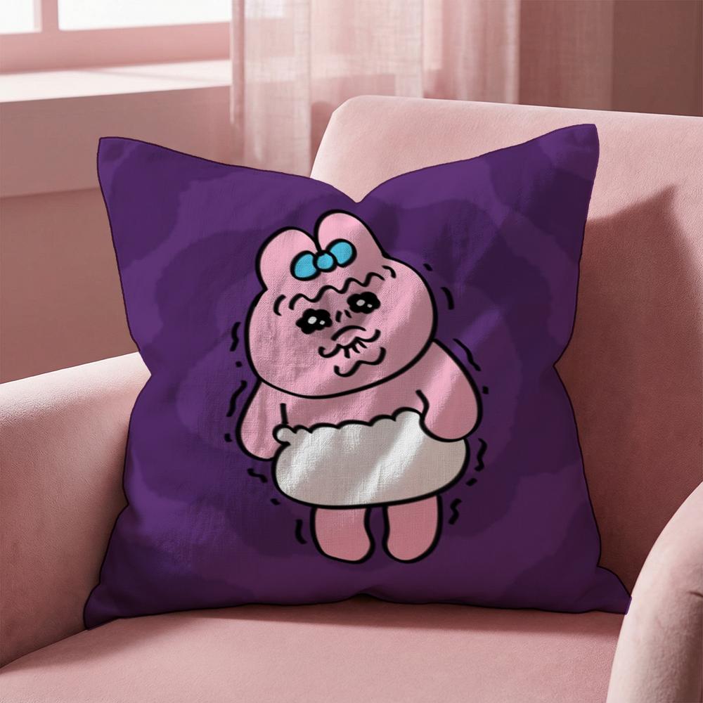Kawaii O-Opanchu Usag Cushion Cover Multi-Scene Pillow Cover for Home & Car - Reversible, Soft & Durable for Daily Use