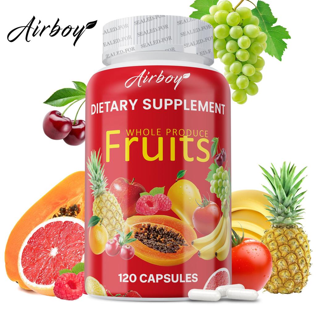 Whole Fruit Dietary Supplement: Provides Essential Vitamins and Minerals Through Vegetable and Fruit Ingredients. 120 Capsules.