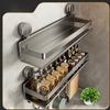 Carbon Steel Wall Mounted Foldable Spice Rack With Strong Suction Cups For Kitchen Storage