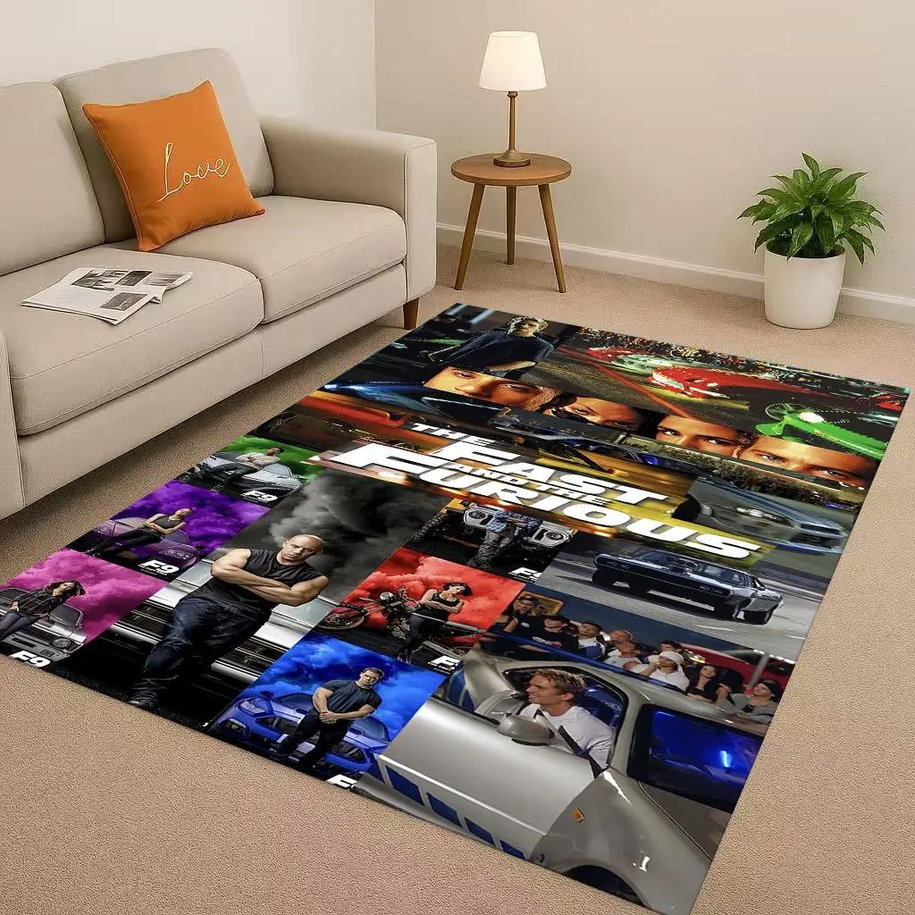 HD Fast F-Furious Vin Diesel Racing Car Living Room Non-Slip Area Rug Carpet for Bedroom Playroom Sofa,Easy Clean Home Doormat