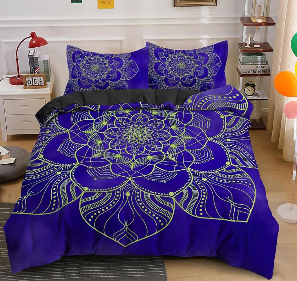 King Size Mandala Duvet Cover Queen King Quilt Cover Psychedelic Bohemian Luxury Bedding Set 3 Piece Set With 2 Pillowcases