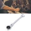 Flexible Head Gear Wrench 14mm Flare Nut Flex Gear Wrench Flex Head Ratchet Combination Wrench Open Design for Fuel Brake Air Conditioning Pipe Nuts C