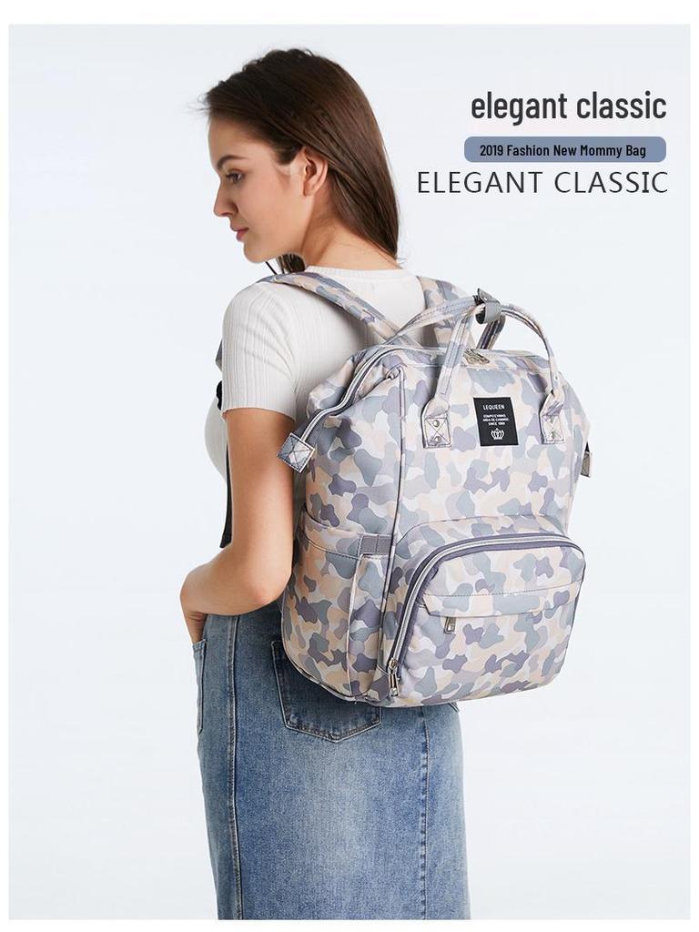 LEQUEEN Multifunctional Fashion Backpack for Moms - Large Capacity Mother and Baby Bag
