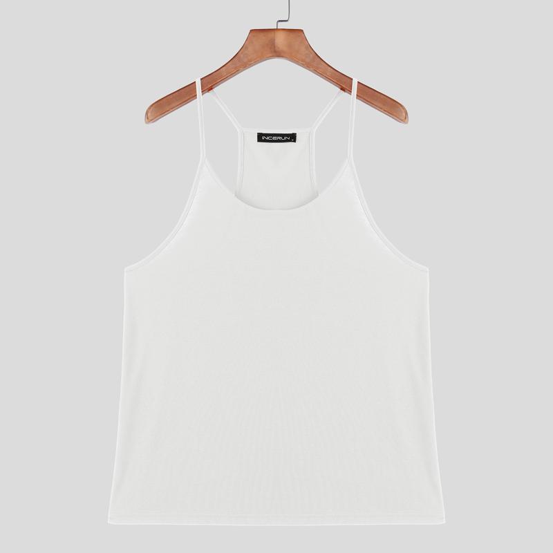 

INCERUN Летние майки мужские с U-образным вырезом, на бретелях, без рукавов, свободные майки M