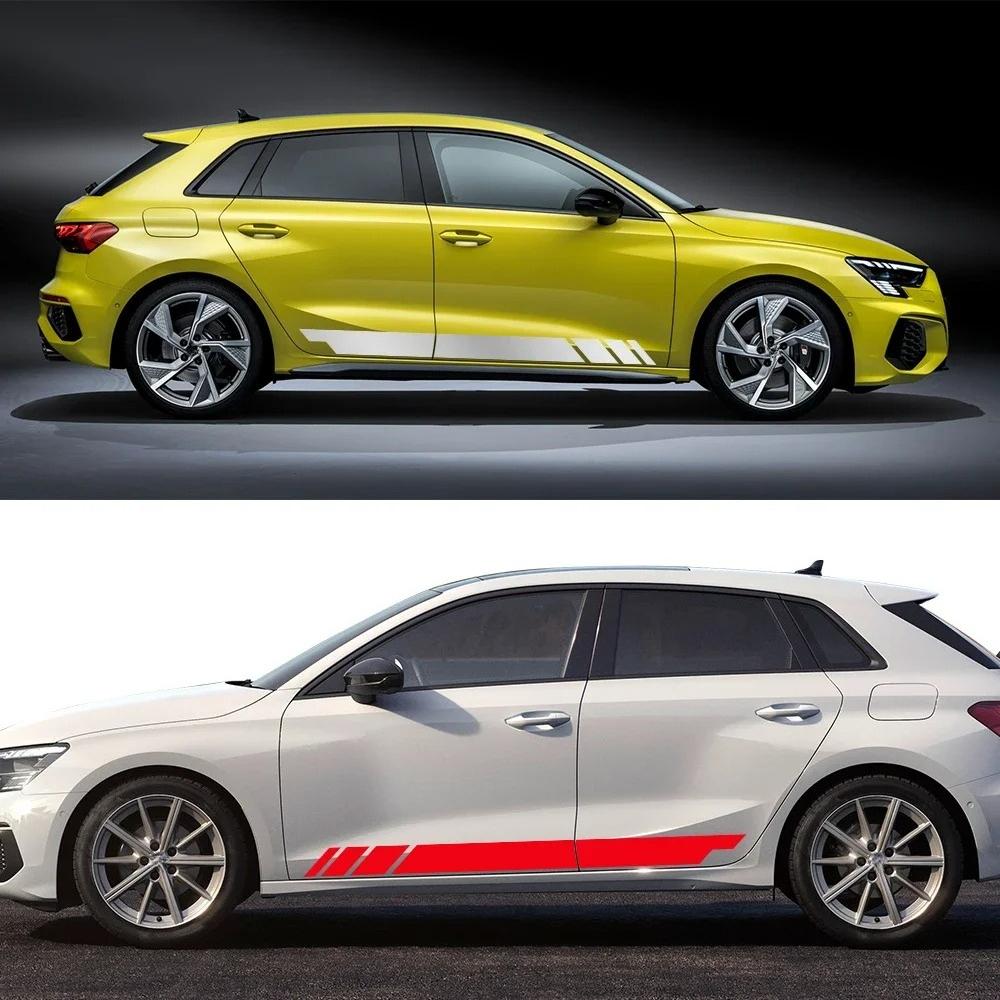 2 Pezzi Decalcomanie Viniliche Laterali per Portiere Auto Per A3 8V 8P 8Y S3 RS3 Berlina Sportback TFSI TDI Striscia Sportiva Adesivi Rivestimenti Accessori Auto