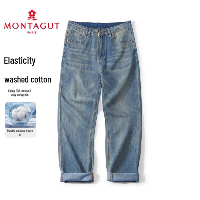 MONTAGUT Men s Straight Fit Stretch Jeans 32