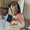 Autumn New Mushroom House Embroidery Niche Large-capacity Shoulder Bag Portable Travel Schoolgirl Bag Tote Bag