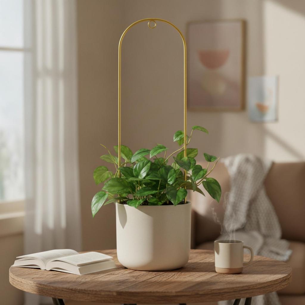 Climbing Plant Trellis Gold Metal Support Tall Slim for