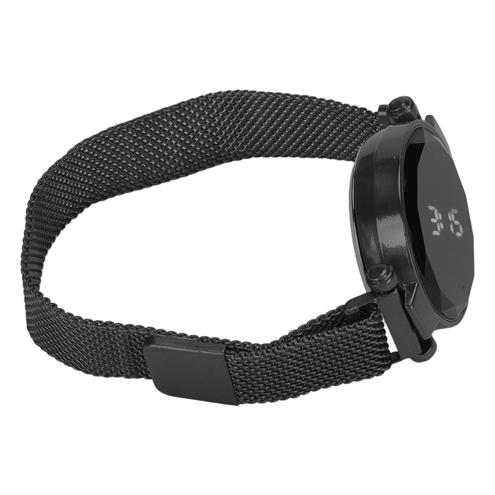 

Women LED Watch LED Touch Screen Large Display Durable Alloy Fashion Design Digital LED Watch for Girl Women Adult Black чорний