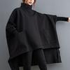 Store Størrelser Dame Uregelmessig Casual Svart Rullekragetopp Løs Høst Vinter Langermet Topper Oversized Genser