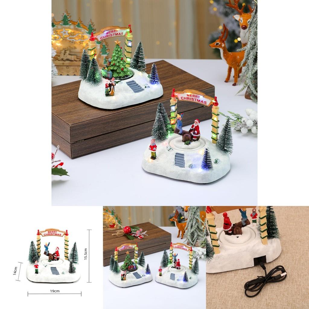 Harz-Drehwippen-Spieluhr Schneeszene Mit Weihnachtsdekoration Für Feiertagsgeschenke Und Schmuckpräsentation