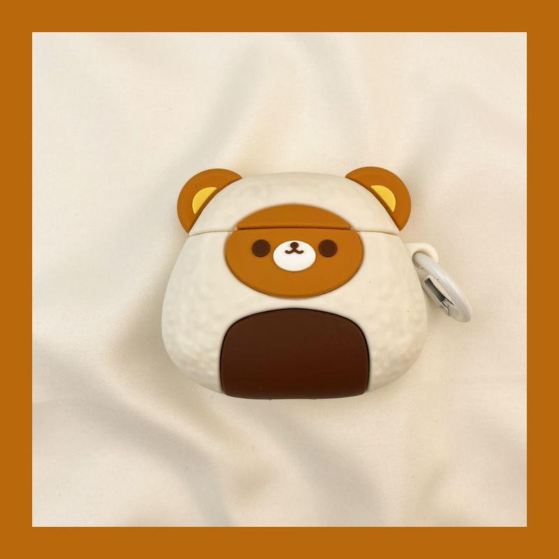 

Чехол для наушников 3-го поколения Беспроводной Bluetooth 3-го поколения 1 Подходит для Aipods 2-го поколения Силиконовый 5-го поколения 5 4-го поколения AirPods Pro [Brown light bear rice ball] send Hook