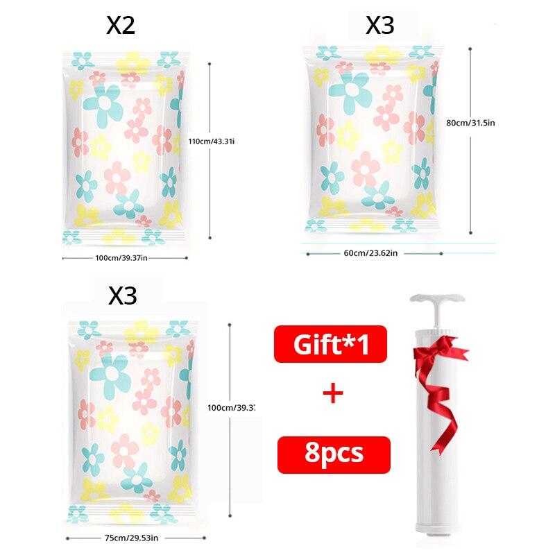 Free Hand Pump Vacuum Compression Bag Set For Multifunctional Storage Bag With Macaron Color Home Quilt Storage Bag