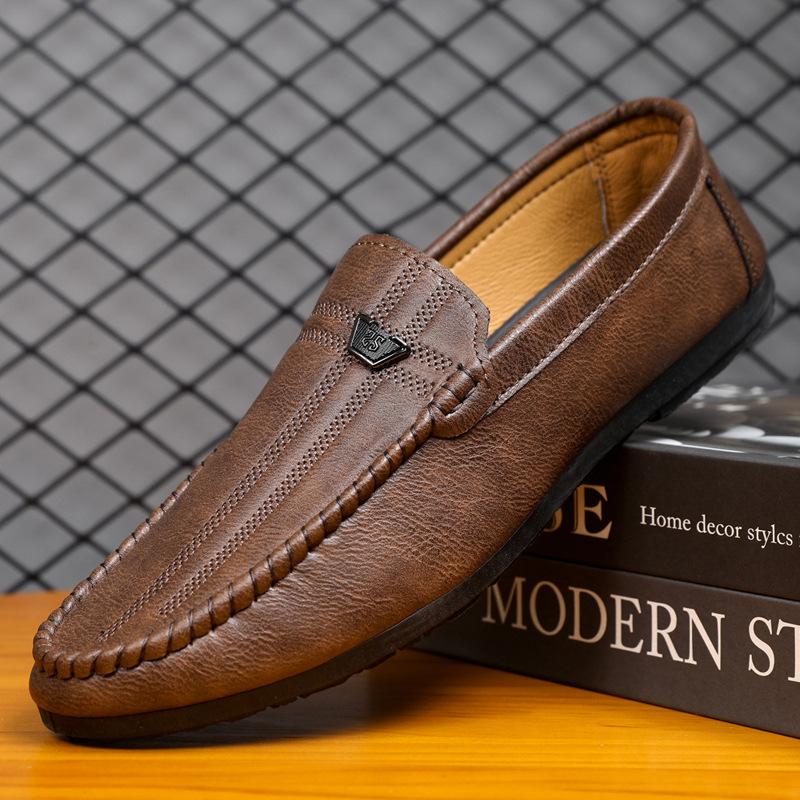 Leather shoes men's spring and summer new British style Doudou shoes men's casual shoes soft sole breathable light foot cover lazy