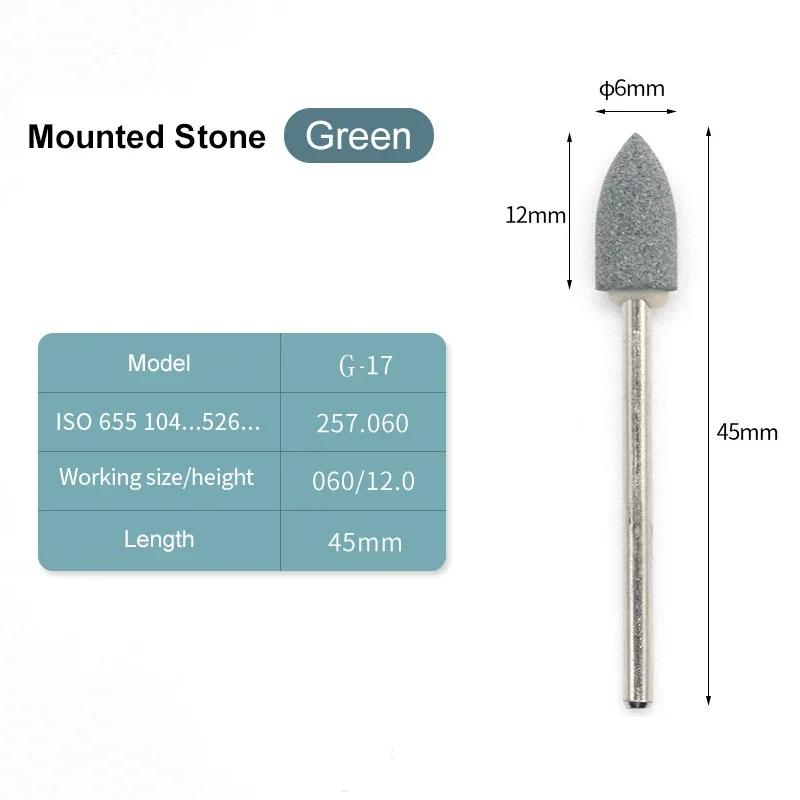 10Pcs Mounted Stones Grinders 2.35Mm Contours Geramic Green Stones Grind Polisher Green Hp Polishing Stone Drills
