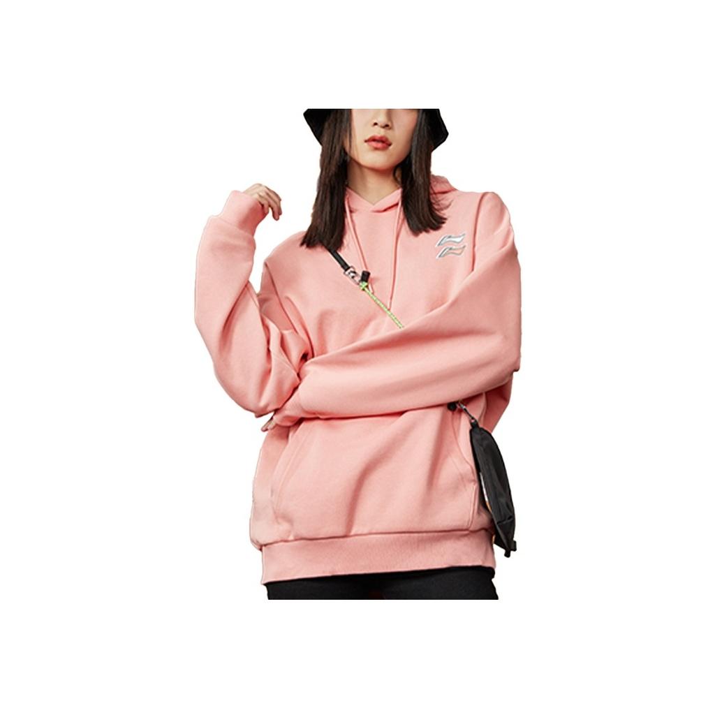 Li Ning Sports Fashion Series Loose Pullover Hoodie Men Hoodies Pink AWDQB38-6
