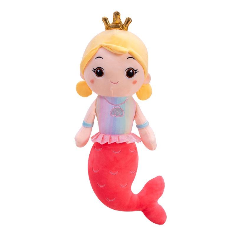 Cute Mermaid Plush Pillow Toy For Girls, Princess Bed Decor, Soft Velvet Stuffed Doll