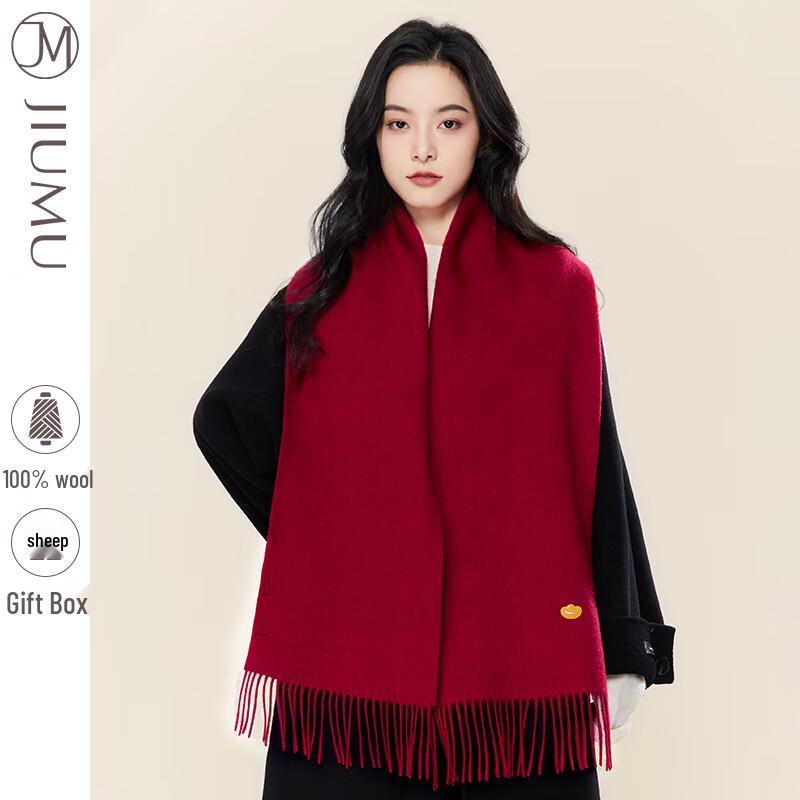 JIUMU Women's Sheep Wool Knitted Warm Scarf