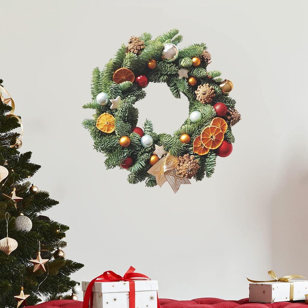 Christmas Wreath Santa Window Wall Stickers Self Adhesive Glass Decals Holiday Home Decoration