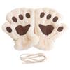 Women Cat Paw Gloves Cute Fuzzy Warm Half Finger Gloves Winter Plush Animal Paw Gloves for Girls Teens Cosplay Costume Parties Daily Wear
