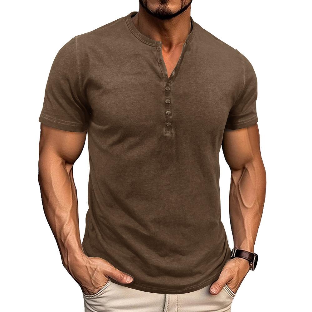 Camiseta Casual de Manga Corta para Hombre con Cuello Redondo Estilo Europeo y Americano Top Básico de Verano para Exteriores