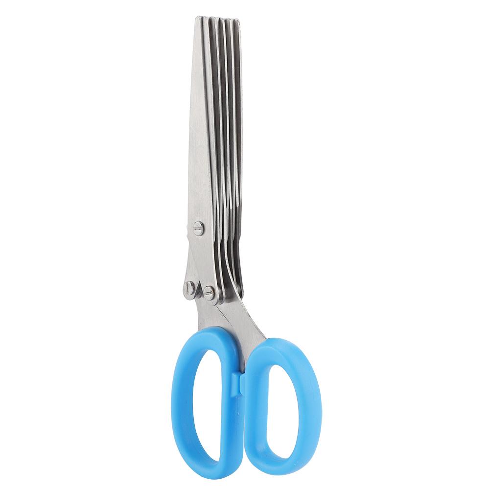 Stainless Steel 5 Layers Kitchen Scissors Scallion Sushi Shredded Tool(Yellow)