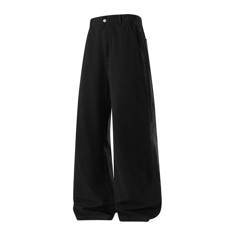 

Wassup Casual Flared Basic Simple Long Pants Men s American Casual Cleanfit Relaxed Floor-Length Straight Pants Black 2XL