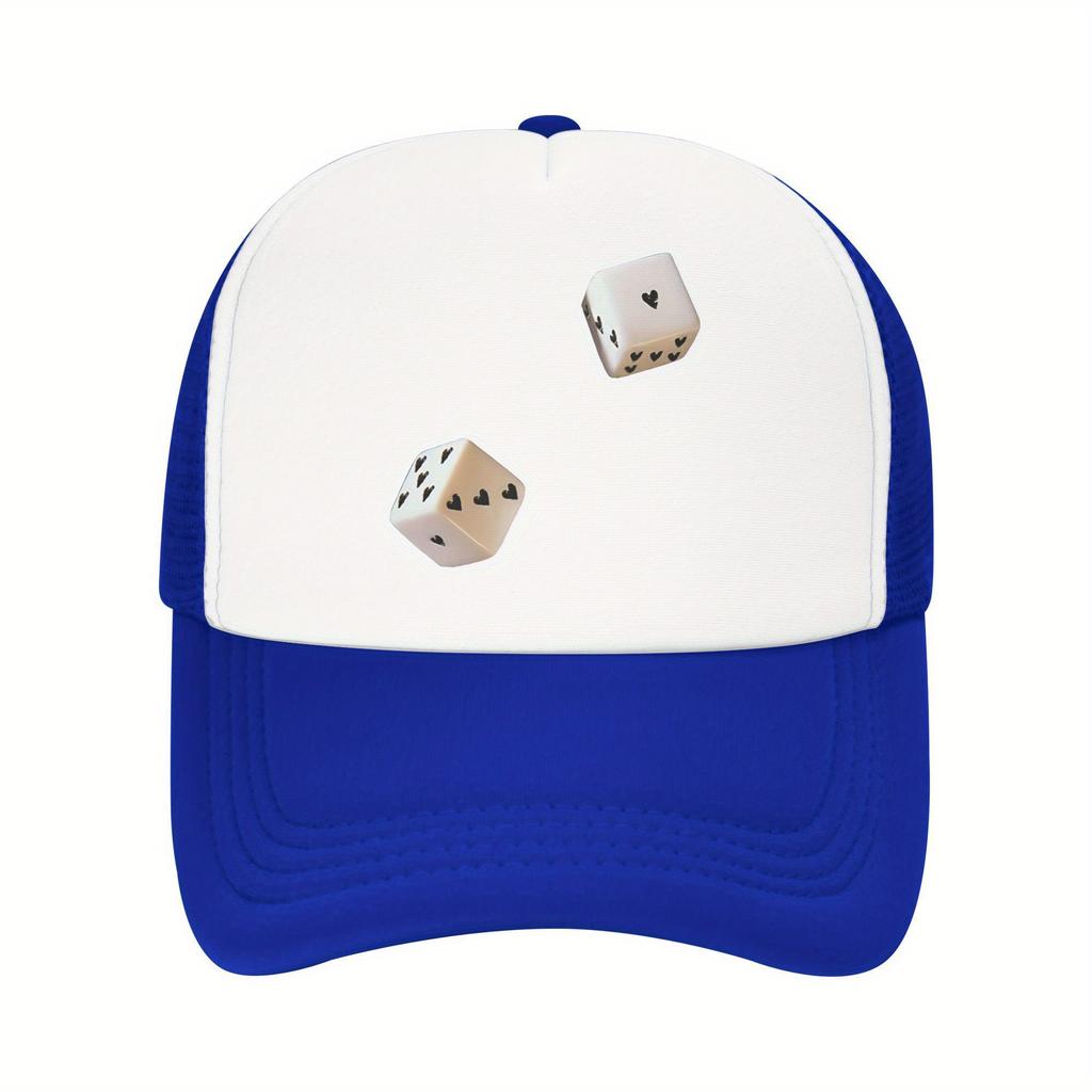 Heart Dice Trucker Hat Adjustable Breathable Mesh Baseball Cap Casual Outdoor Unisex