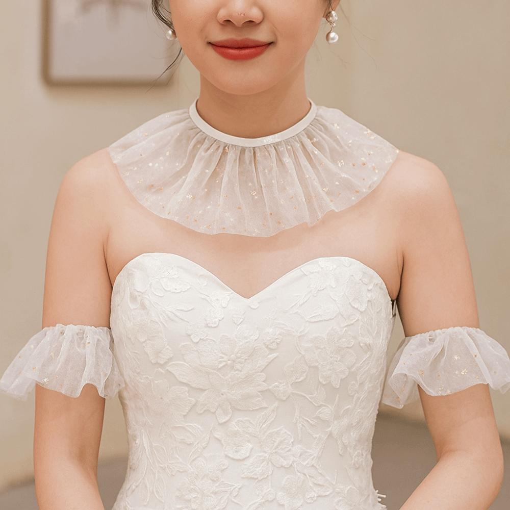 3PCS/SET Glitter Wedding Scarf Romantic Wedding Dress Accessories Lace Scarf Bracelet  Photoshoot