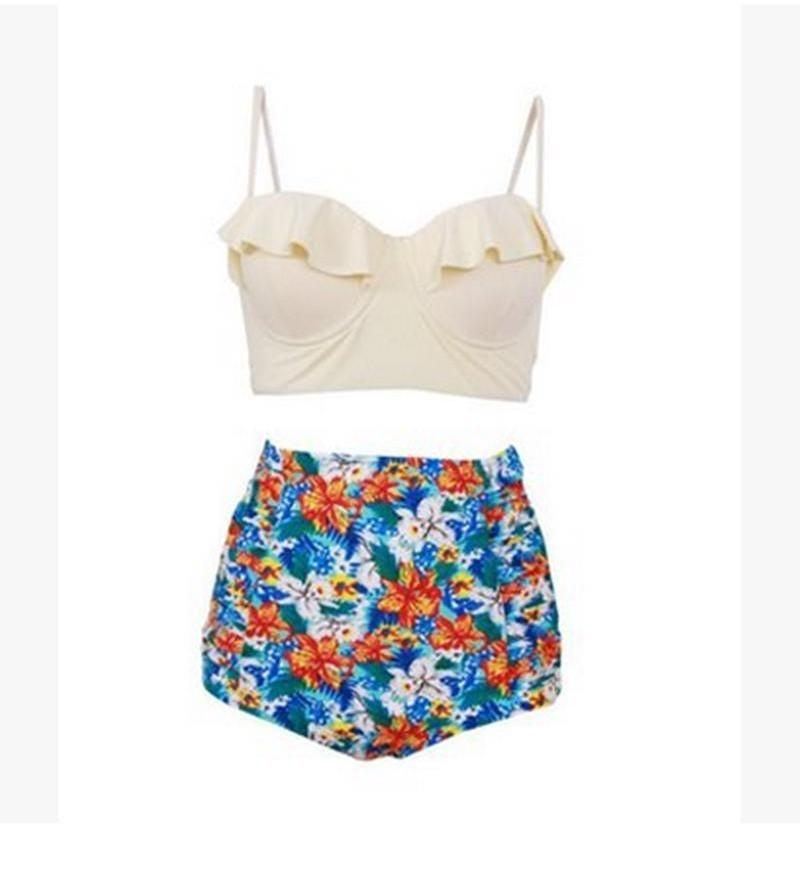 Women Personality Fashion Ruffles Plaid Floral Zebra Bikini Set Swimsuit For Trendsetters