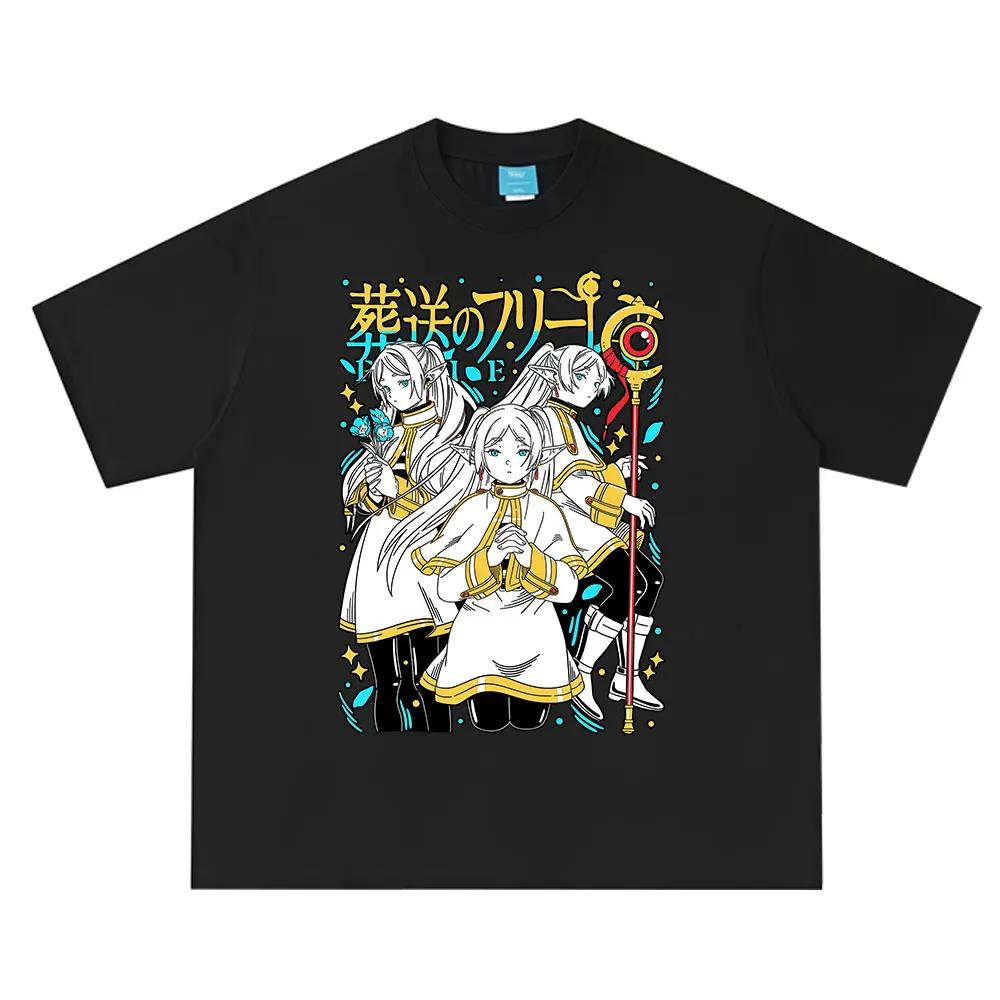 

Anime Frieren_ Beyond Journey s End Frieren T-shirt Men Women Clothing Fashion Harajuku Short Sleeve Cotton Summer T-shirts Tops S чёрный