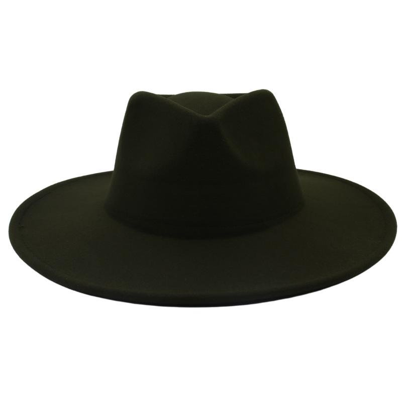 Big Brim Top Hat Women'S Coat With Hat Felt Hat Solid Color Cashmere Jazz Hat