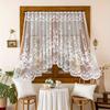 536 Flower Sea Curtain, European Lace Kitchen Partition Curtain, Floral Cafe Door Curtain and Window Curtain
