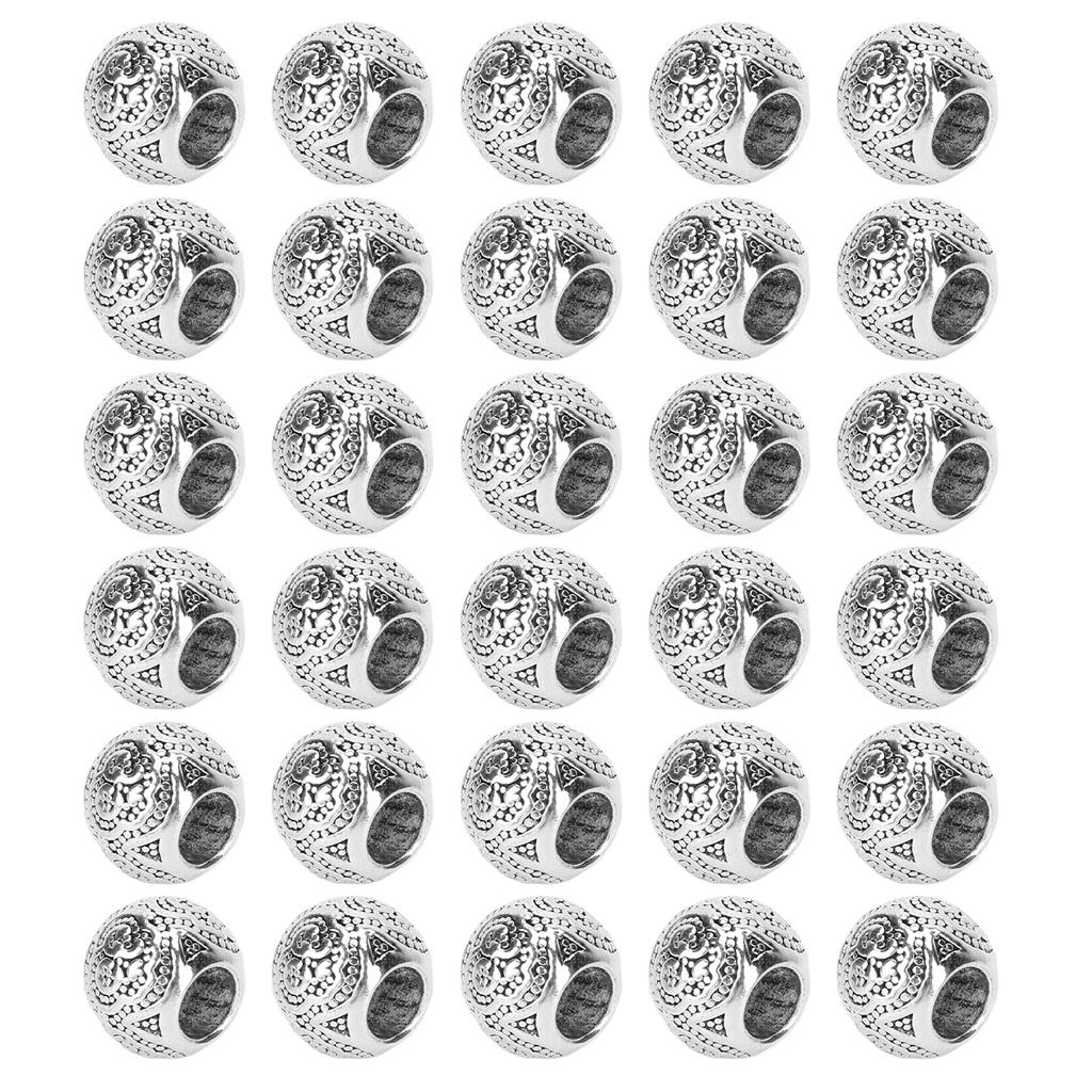 30pcs Hair Braiding Beads Alloy Silver Beard Jewelry Decoration Dreadlocks DIY Bracelet Necklace Accessories
