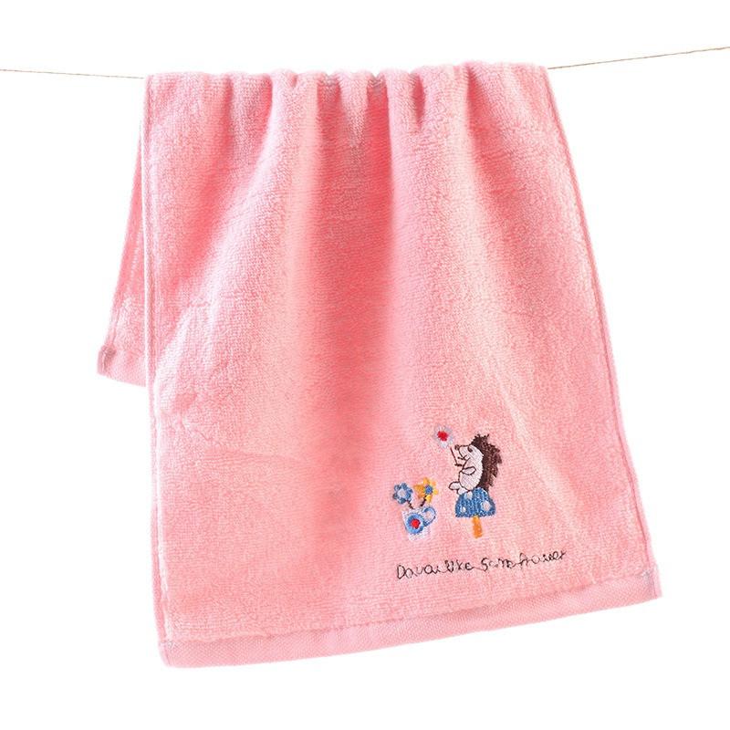 

1Pc 25x50cm Cartoon Hedgehog Embroidery Cotton Soft Absorbent Children Baby Bathroom Hand Face Towel 25x50cm розовый