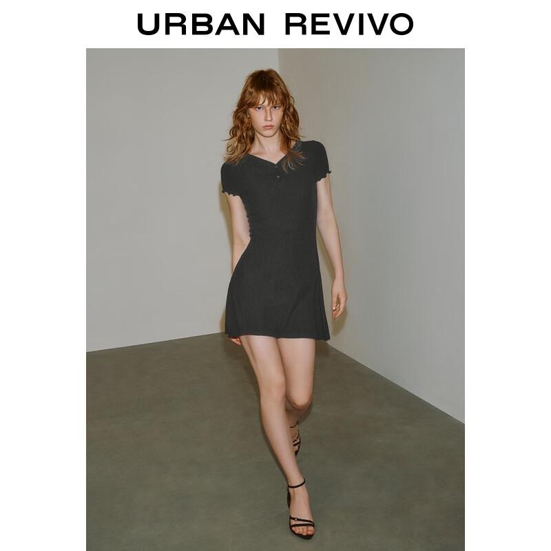 

UR Women s Summer Casual Button Ruffle A-Line Short Sleeve Dress S