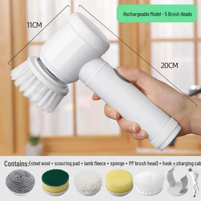 5-Piece Multifunctional Electric Cleaning and Dishwashing Brush Set