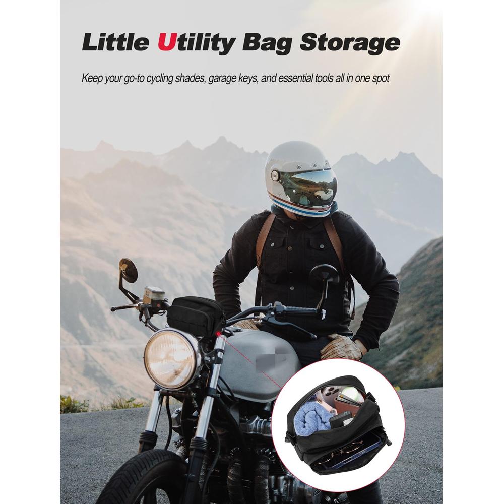 Motorcycle Handlebar Bag Tool Storage Black Universal