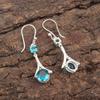 Natural Apatite Gemstone 925 Sterling Silver Zircon Drop/Dangle Earrings 1.84" CZE-9-1
